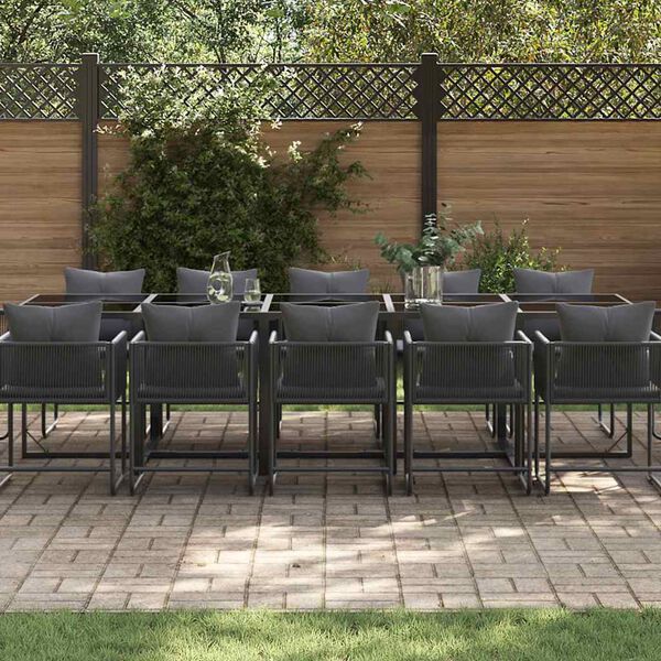 vidaXL Ensemble de salle &agrave; manger pour jardin 15 pcs Noir Acier