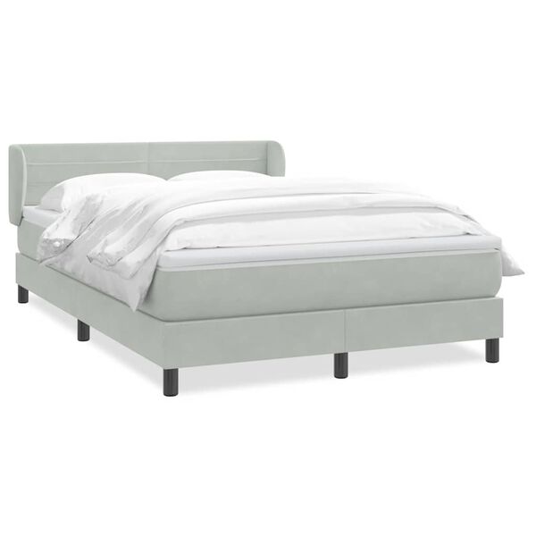 vidaXL Sommier à lattes de lit et matelas gris clair 140x220cm velours