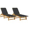 vidaXL Chaises longues lot de 2 noir bois d'acacia solide et tissu