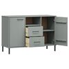 vidaXL Buffet avec pieds en métal Gris 113x40x77 cm Bois massif OSLO