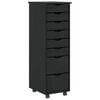 vidaXL Armoire roulante avec tiroirs MOSS noir bois de pin solide
