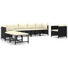 vidaXL Salon de jardin 8 pcs avec coussins R&eacute;sine tress&eacute;e Noir
