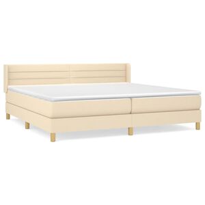 vidaXL Sommier &agrave; lattes de lit avec matelas Cr&egrave;me 200x200 cm Tissu