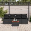 vidaXL Ensemble de canap&eacute; de jardin avec coussin 5 pcs Noir polyrotin