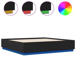 vidaXL Cadre de lit avec LED sans matelas noir 200x200 cm