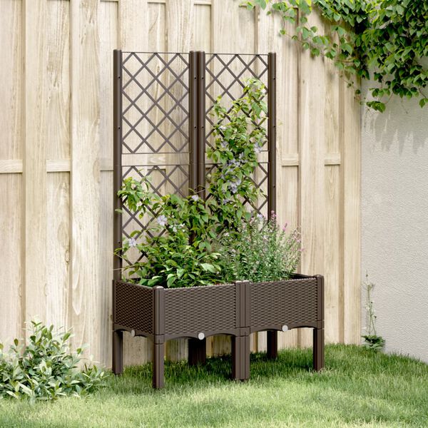 vidaXL Jardinière avec treillis marron 80x40x142 cm PP