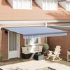 vidaXL Auvent rétractable bleu et blanc 4x3 m tissu et aluminium
