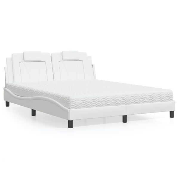 vidaXL Lit Viana avec matelas blanc 160x200 cm similicuir