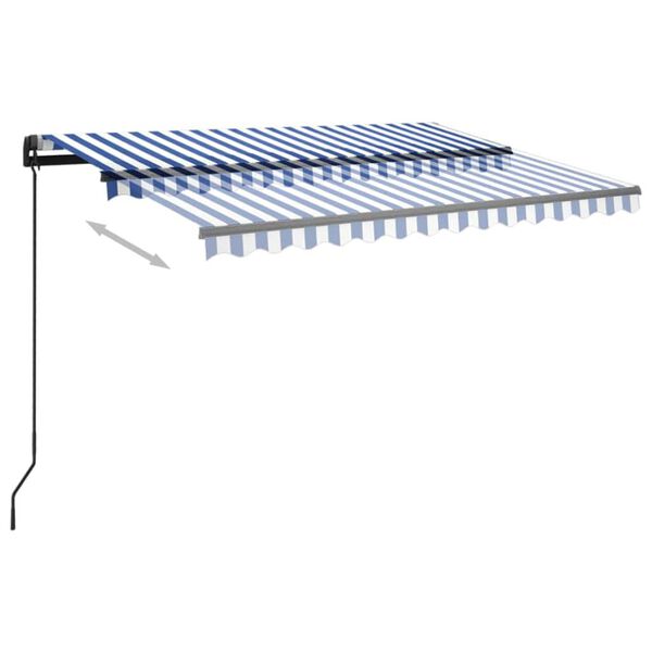 vidaXL Auvent manuel rétractable avec LED 3x2,5 m Bleu et blanc