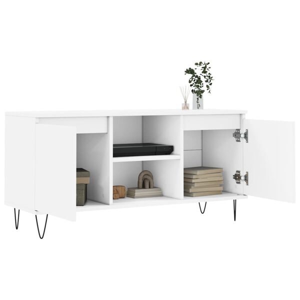 vidaXL Meuble TV blanc 104x35x50 cm bois d'ing&eacute;nierie