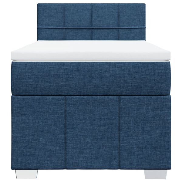 vidaXL Sommier &agrave; lattes de lit avec matelas Bleu 100x200 cm Tissu