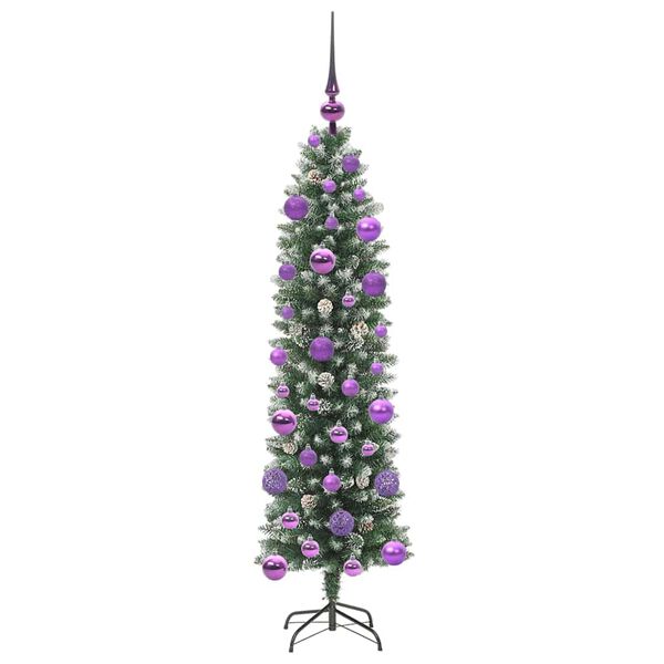 vidaXL Arbre de No&euml;l artificiel slim avec 150 LED Vert et blanc 120 cm