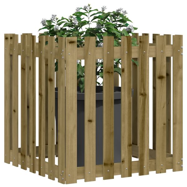 vidaXL Jardini&egrave;re avec design de cl&ocirc;ture 70x70x70 cm pin impr&eacute;gn&eacute;