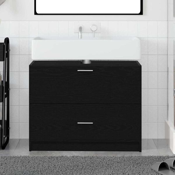 vidaXL Cabinet de salle de bain avec tiroir Ch&ecirc;ne noir 78 x 37 x 59 cm