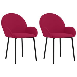 vidaXL Chaises &agrave; manger lot de 2 Rouge bordeaux Velours