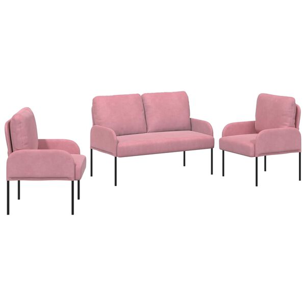 vidaXL Ensembles de canap&eacute;s 3 pcs Rose 115 x 56 x 80 cm Contreplaqu&eacute;