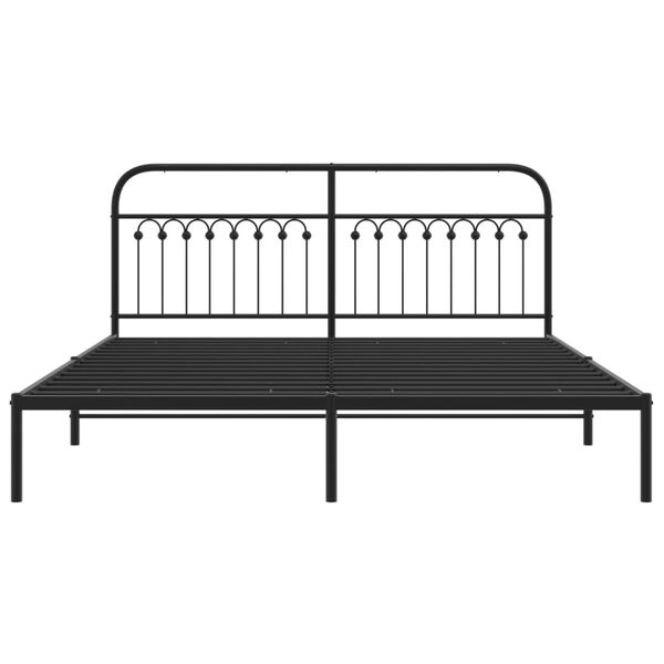 vidaXL Cadre de lit m&eacute;tal sans matelas avec t&ecirc;te de lit noir 183x203cm