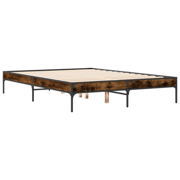 vidaXL Cadre de lit sans matelas ch&ecirc;ne fum&eacute; 120x200 cm
