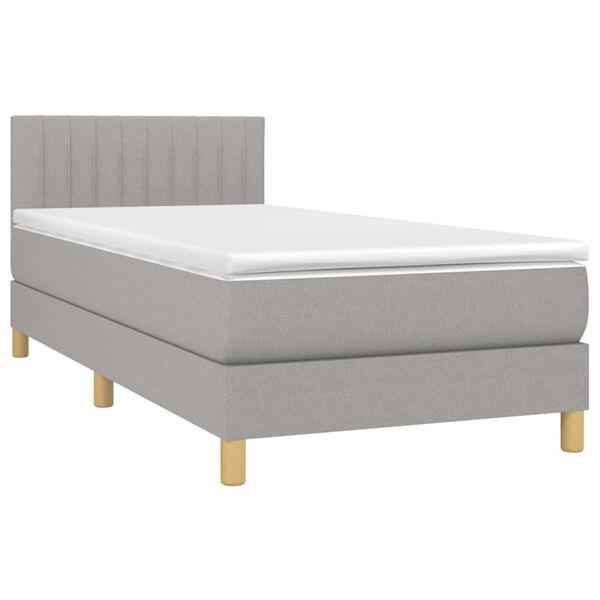vidaXL Sommier &agrave; lattes de lit avec matelas Gris clair 90x200 cm Tissu