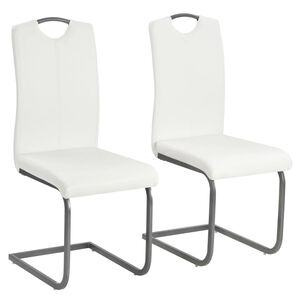 vidaXL Chaises &agrave; manger cantilever lot de 2 blanc similicuir