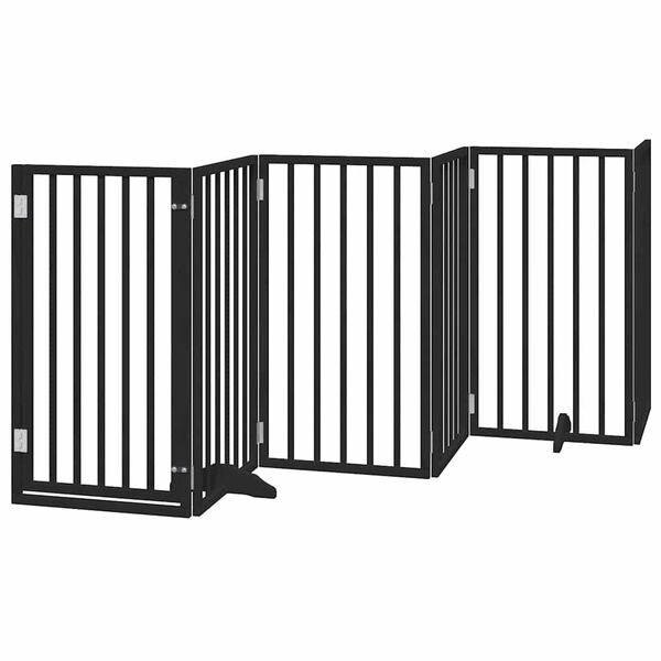 vidaXL Barri&egrave;re pour chien porte pliable 12panneaux noir bois peuplier