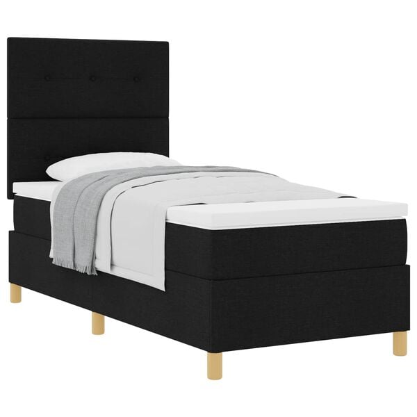 vidaXL Lit &agrave; ressorts avec matelas Noir 90 x 190 cm tissu