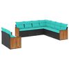 vidaXL Salon de jardin 9 pcs avec coussins noir r&eacute;sine tress&eacute;e