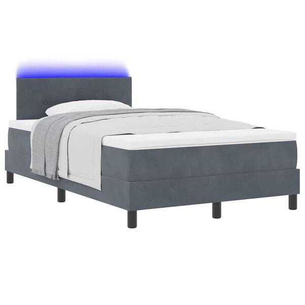 vidaXL Lit &agrave; ressort LED avec matelas Gris fonc&eacute; 120 x 190 cm Velours