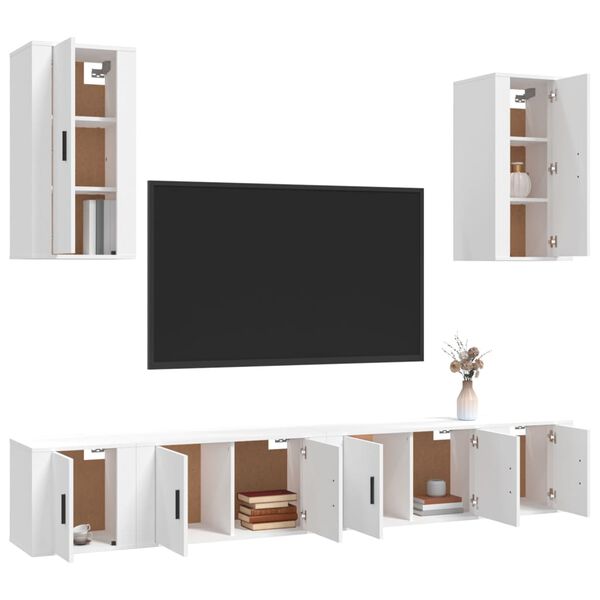 vidaXL Ensemble de meubles TV 6 pcs Blanc Bois d'ing&eacute;nierie