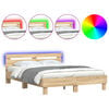 vidaXL Cadre de lit avec LED sans matelas ch&ecirc;ne sonoma 140x190 cm