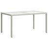 vidaXL Table de jardin 150x90x75 cm Verre trempé/résine tressée Blanc
