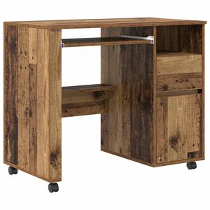 vidaXL Bureau avec roues Bois Ancien Bois d'ing&eacute;nierie 91 x 50 x 77 cm