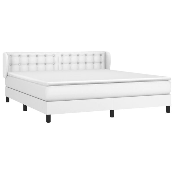 vidaXL Sommier &agrave; lattes de lit avec matelas Blanc 180x200cm Similicuir