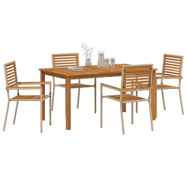 vidaXL Ensemble de salle à manger pour jardin 5 pcs Beige Poly rotin