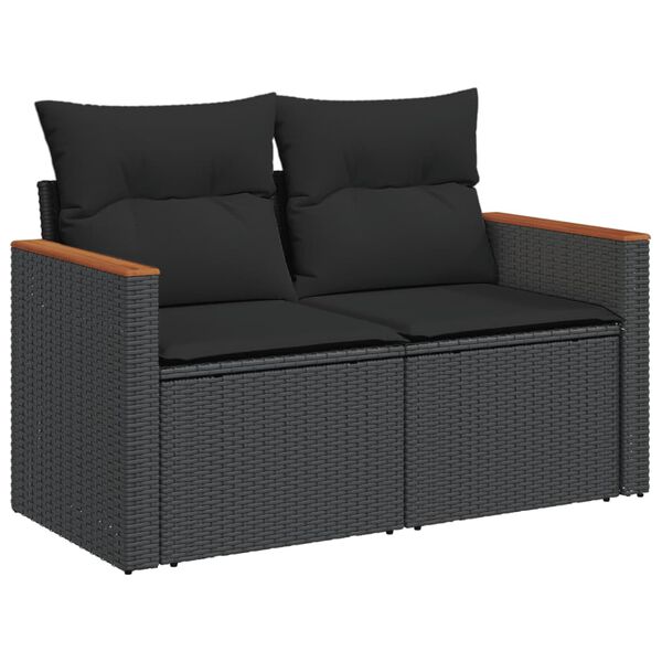 vidaXL Salon de jardin 11 pcs avec coussins noir r&eacute;sine tress&eacute;e