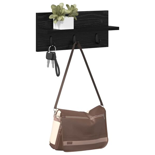 vidaXL Porte-manteau mural avec étagère Chêne noir 40 x 10.5 x 18 cm