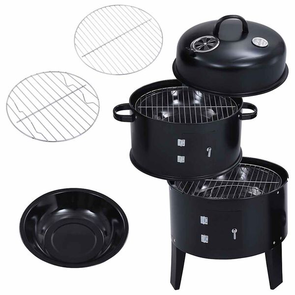 vidaXL Gril barbecue au charbon 3 en 1 40x80 cm