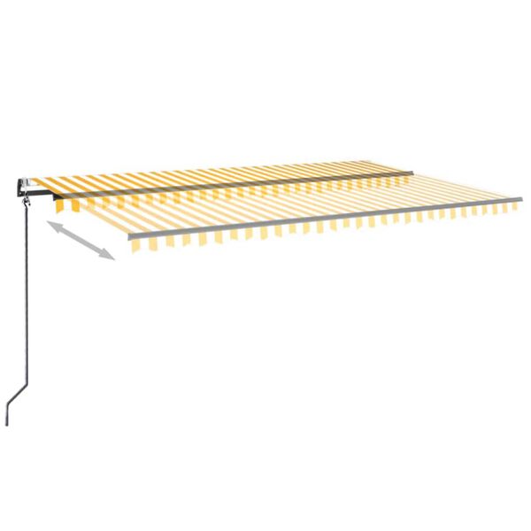 vidaXL Auvent automatique capteur de vent LED 500x350cm Jaune et blanc