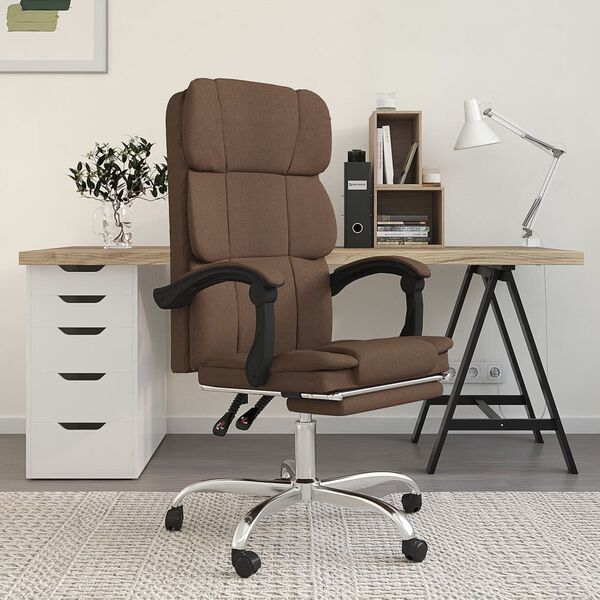 vidaXL Fauteuil inclinable de bureau Marron Tissu