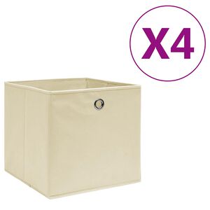 vidaXL Bo&icirc;tes de rangement 4 pcs Tissu intiss&eacute; 28x28x28 cm Cr&egrave;me