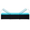 vidaXL Chaise longue avec coussin et table &agrave; th&eacute; R&eacute;sine tress&eacute;e Bleu