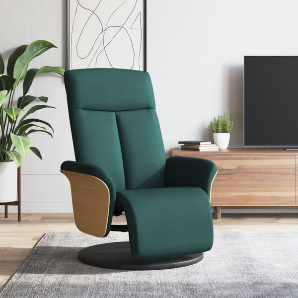vidaXL Fauteuil inclinable avec repose-pieds vert fonc&eacute; tissu