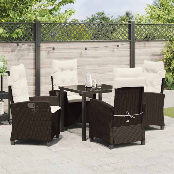 vidaXL Ensemble de salle &agrave; manger pour jardin 5 pcs Marron polyrotin