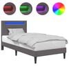 vidaXL Cadre de lit avec bandes LED Gris 90 x 190 cm Simili cuir