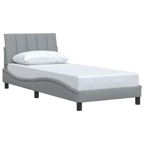 vidaXL Cadre de lit sans matelas Hanko gris clair 90x190 cm tissu