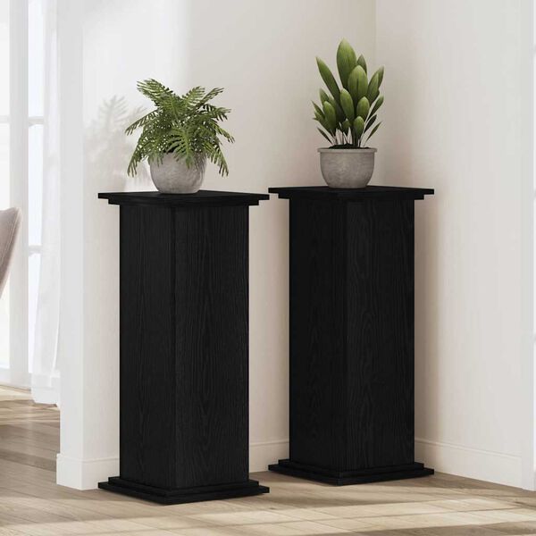 vidaXL Support de Plante Ch&ecirc;ne noir 33 x 33 x 100 cm Bois d'ing&eacute;nierie