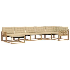 vidaXL Ensemble de canap&eacute;s d'ext&eacute;rieur 7 pc Blanc et Beige