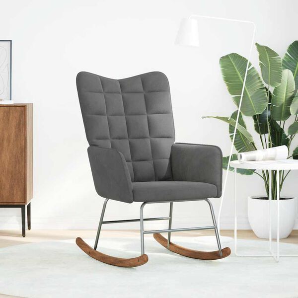 vidaXL Chaise à bascule Gris foncé Velours