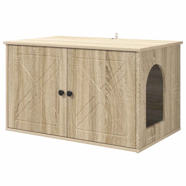 vidaXL Maison pour chat Sonoma 85 x 55 x 50,5 cm Bois d'ing&eacute;nierie