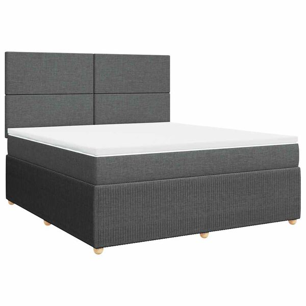 vidaXL Sommier &agrave; lattes de lit avec matelas Gris fonc&eacute; 180x200cm Tissu